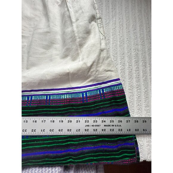 Vintage South American Handmade Dress with Handwoven Textile L/XL Square Neck - Picture 5 of 9